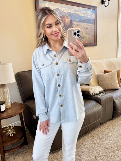 Brenna Button Down Top - Grey