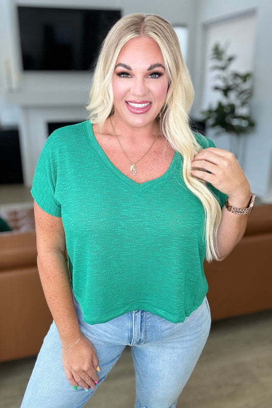 Classic Comfort V-Neck Top in Kelly Green