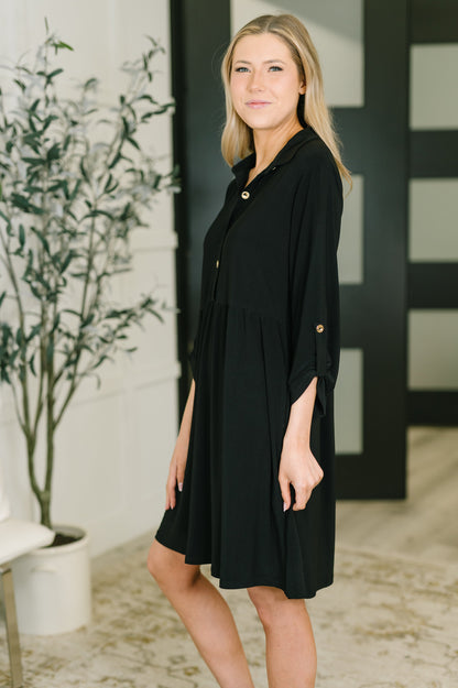 Inspire Collared Neck Dress in Black