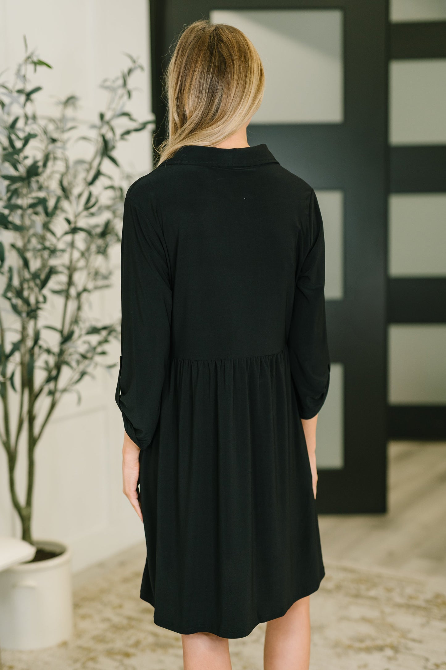 Inspire Collared Neck Dress in Black