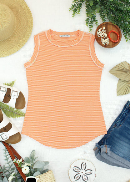 Morgan Micro Striped Tank - Orange