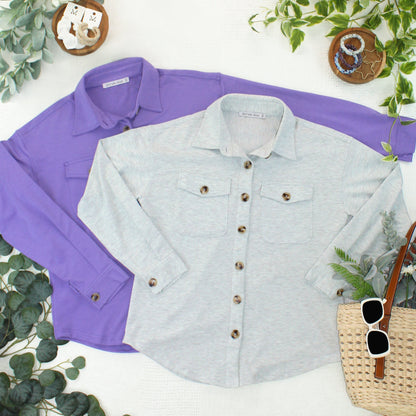 Brenna Button Down Top - Purple
