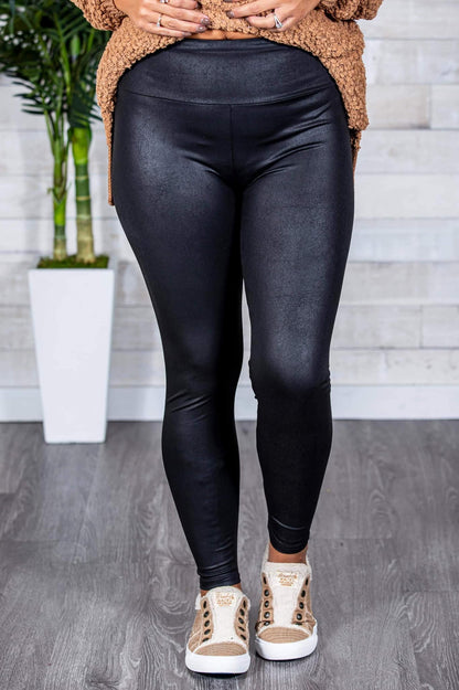 Compress Faux Leather Leggings - Pebble & Leopard