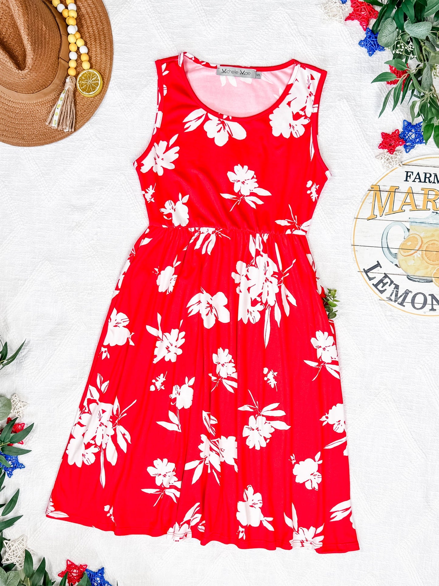 Kelsey Tank Dress - Red Floral FINAL SALE