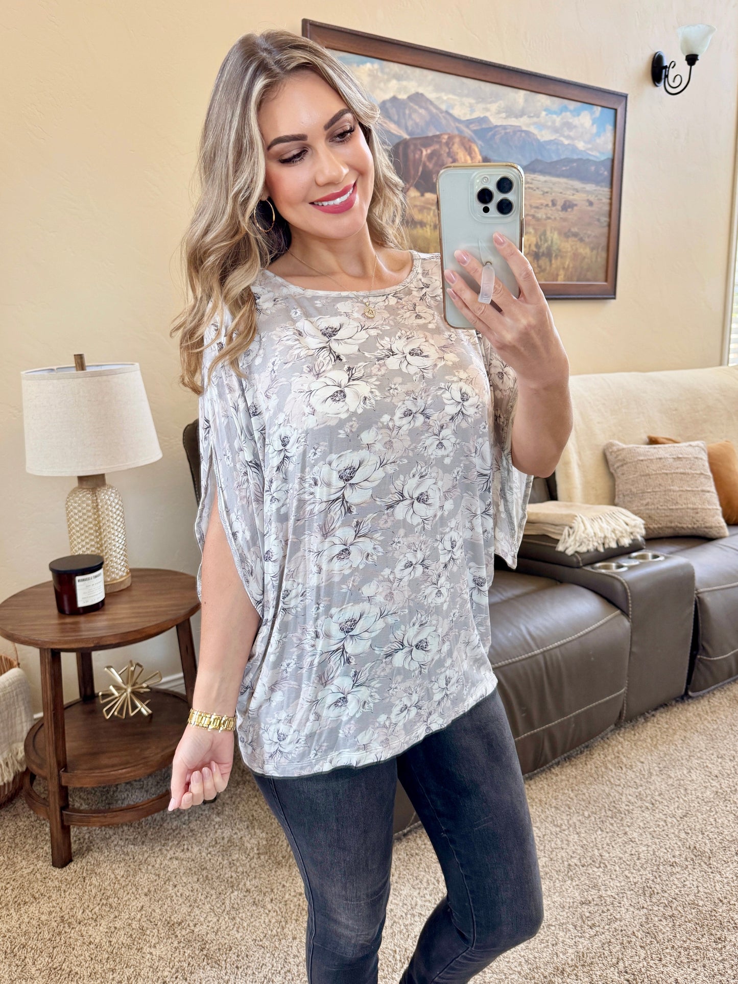 Darcy Dolman - Vintage Grey Floral FINAL SALE