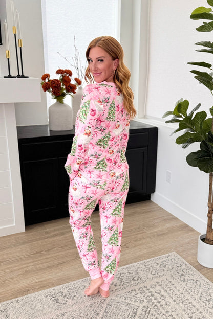 Long Sleeve Women Jogger PJ Set -#5-Pink Santa(Ship 11.18)