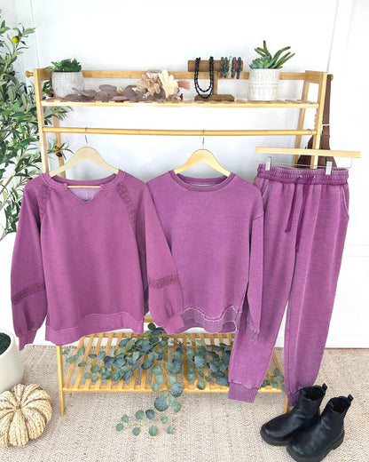 Vintage Wash Joggers - Purple