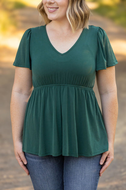 Emery Ruffle Top - Hunter Green