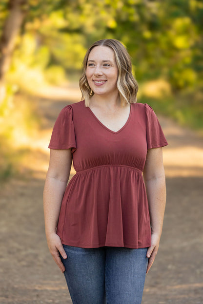 Emery Ruffle Top - Marsala