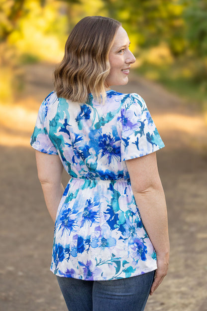 Emery Ruffle Top - Blue Floral Mix