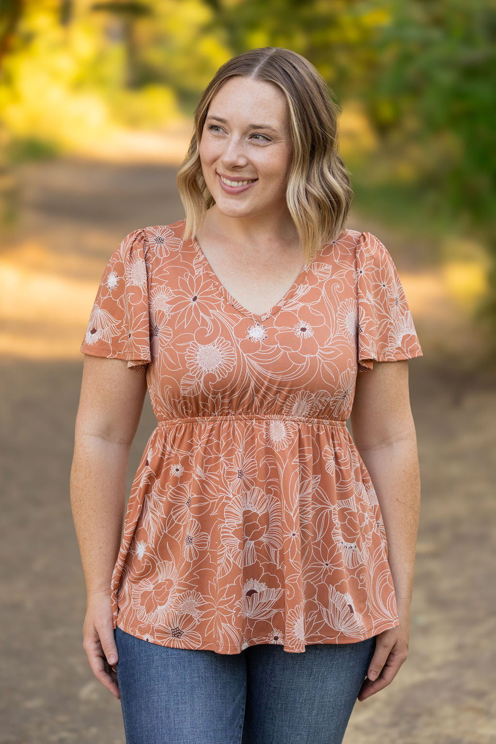 Emery Ruffle Top - Cocoa Floral