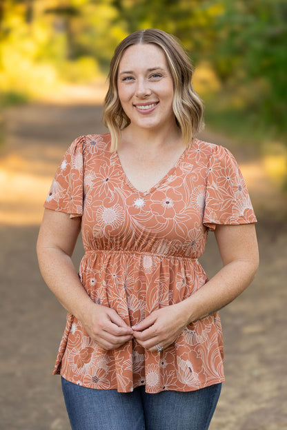 Emery Ruffle Top - Cocoa Floral