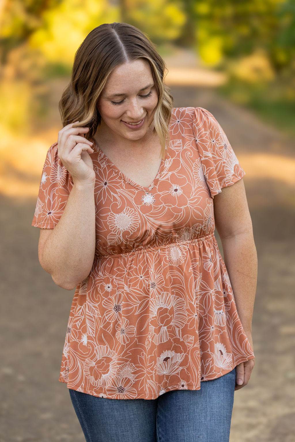 Emery Ruffle Top - Cocoa Floral