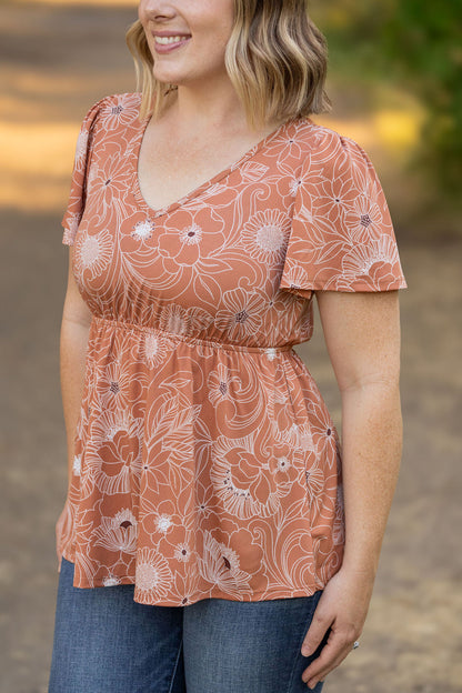 Emery Ruffle Top - Cocoa Floral