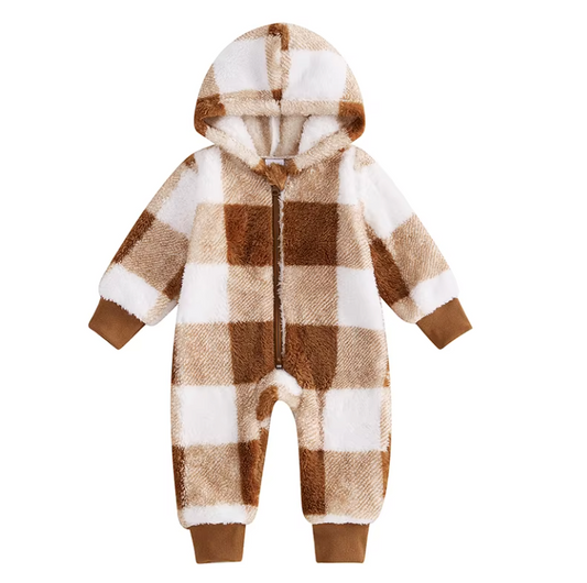 Plaid Fleece Hooded Jumper-PREORDER