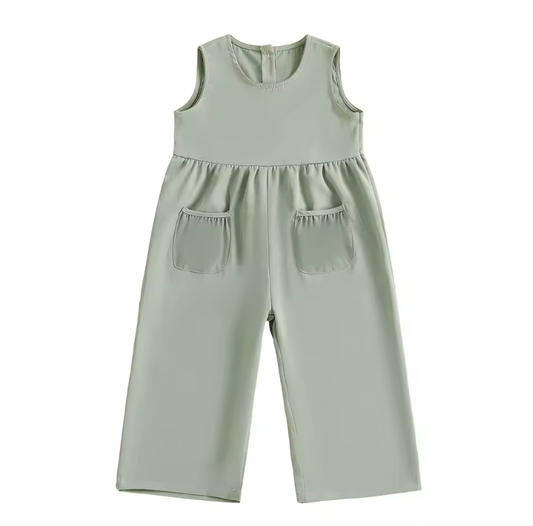 Green Tank Wide Leg Pocket Jumpsuit-PREORDER