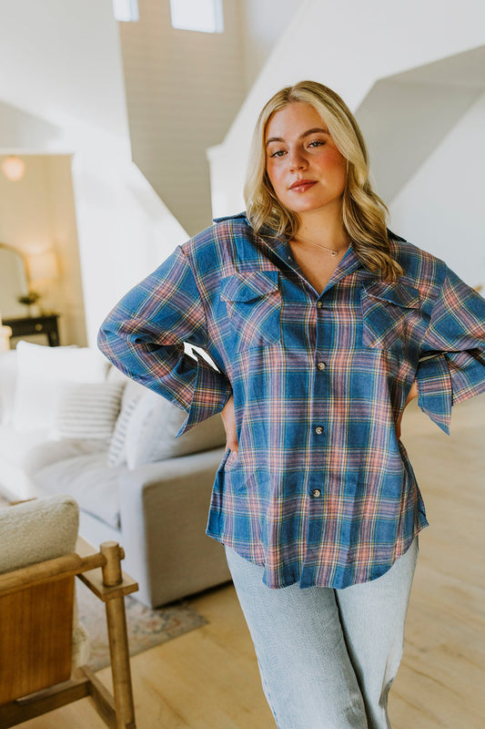 Tammy Flannel Shirt-#4-Blue Plaid