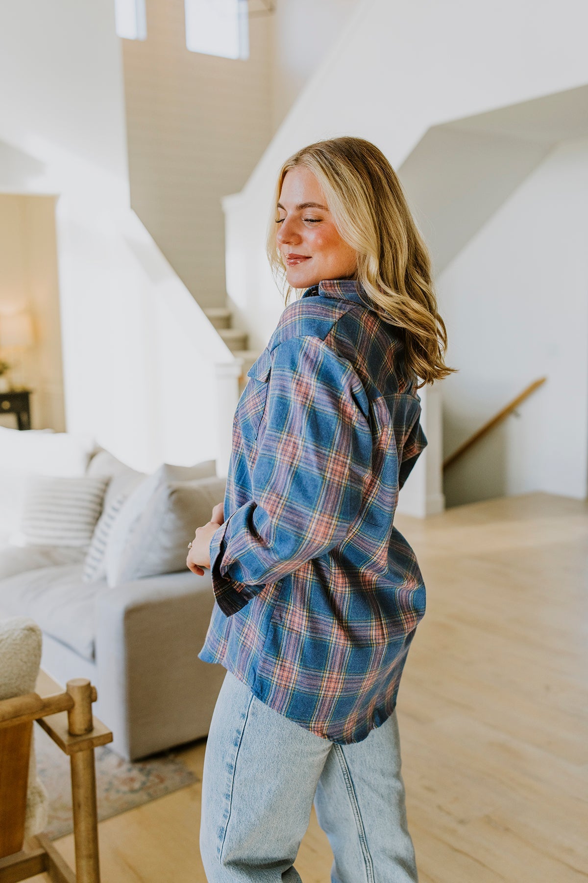 Tammy Flannel Shirt-#4-Blue Plaid