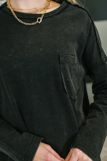 Simple as That Drop Shoulder Exposed Seam Top