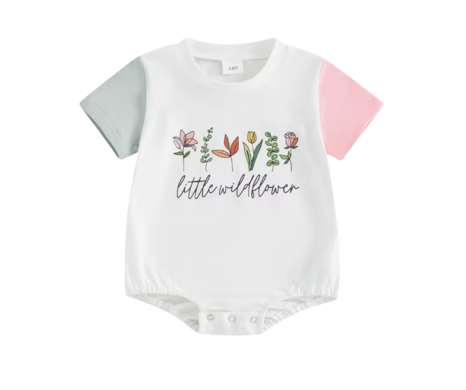 Little Wildflower Colorblock Tee Romper-PREORDER