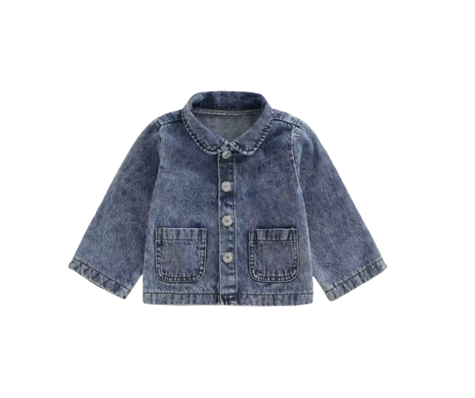 Collared Button Denim Jacket-PREORDER