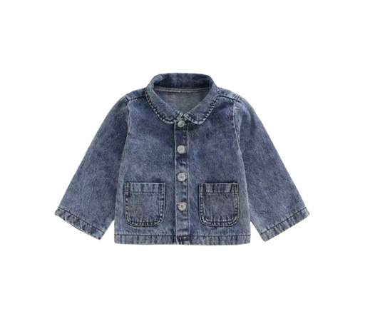 Collared Button Denim Jacket-PREORDER