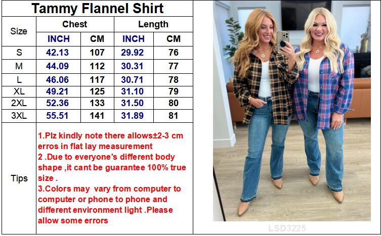 RTS:Tammy Flannel Shirt-#5-Cream Plaid