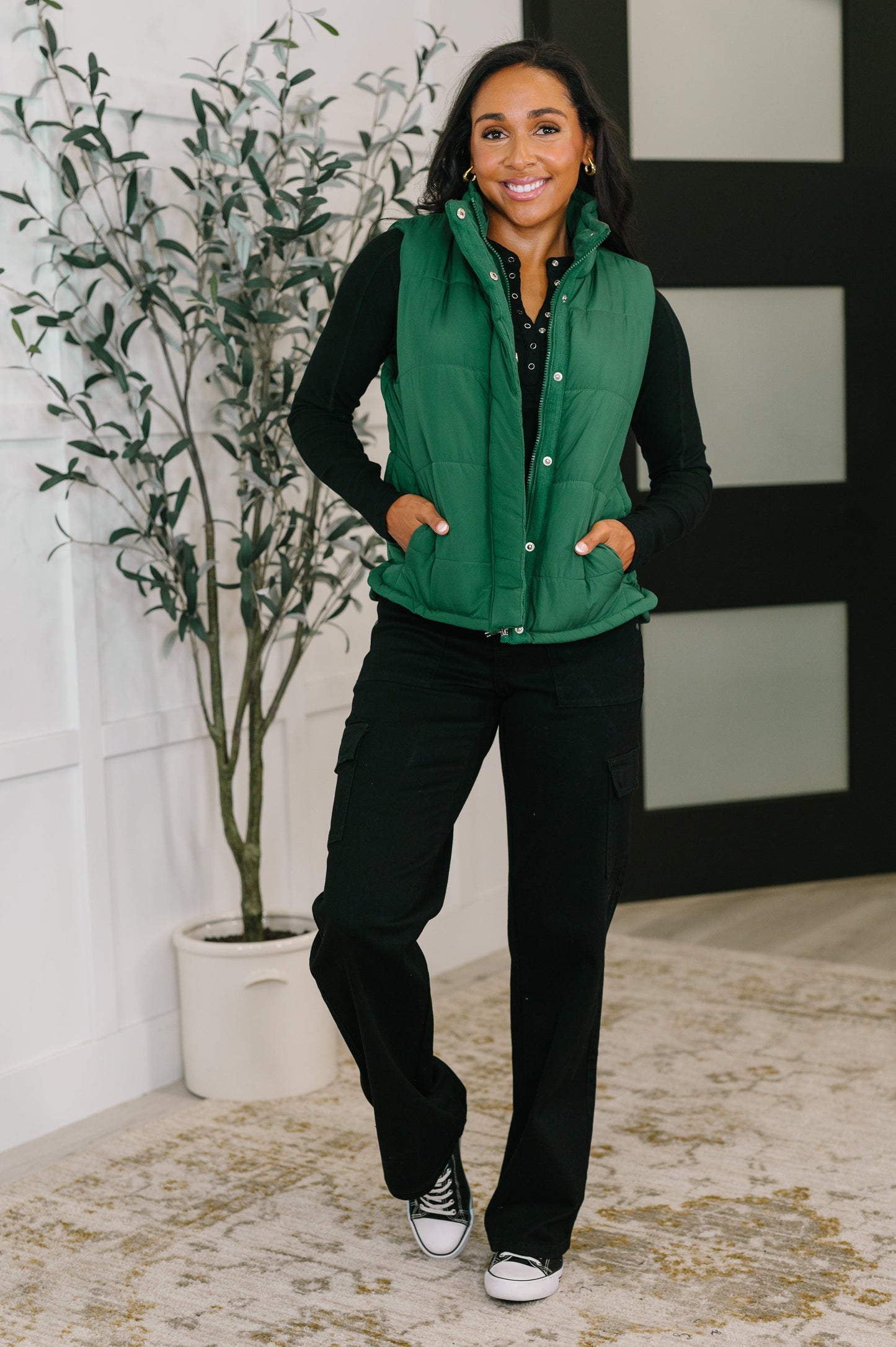 That's What I'm Talkin' About Puffer Vest in Hunter Green