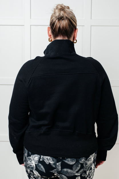 Under Her Spell Half Zip Pullover in Black