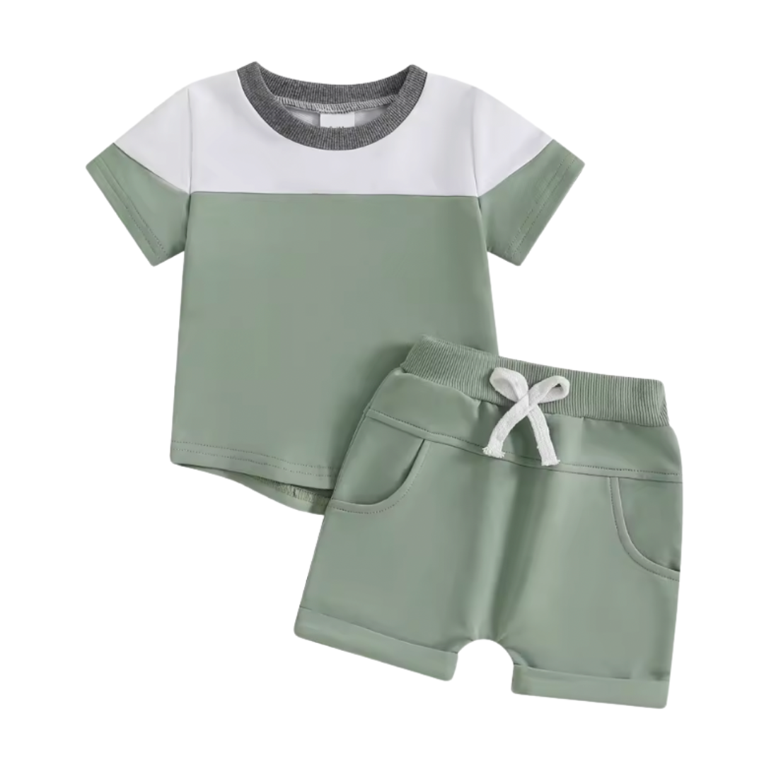 Green Stripe Short Set-PREORDER