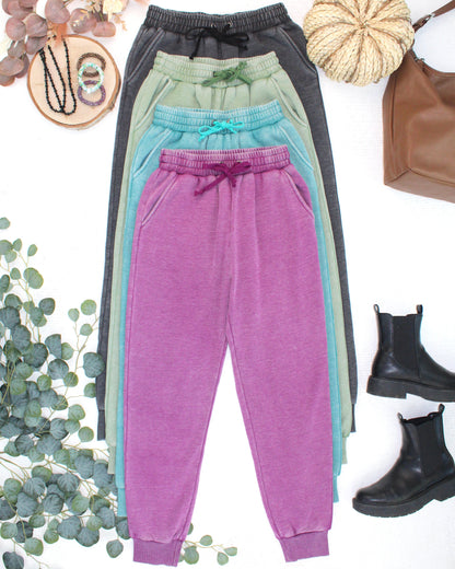 Vintage Wash Joggers - Olive