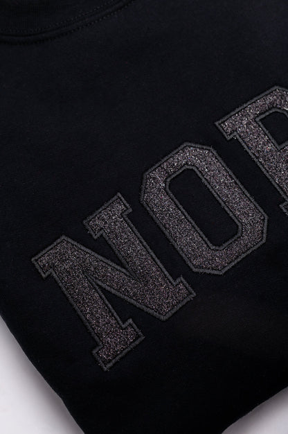 Embroidered Nope Glitter Sweatshirt in Four Colors