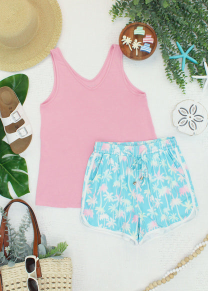 Vera V Neck Tank - Pink