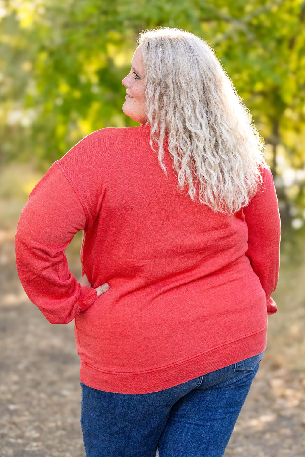 Vintage Wash Pocket Pullover - Red