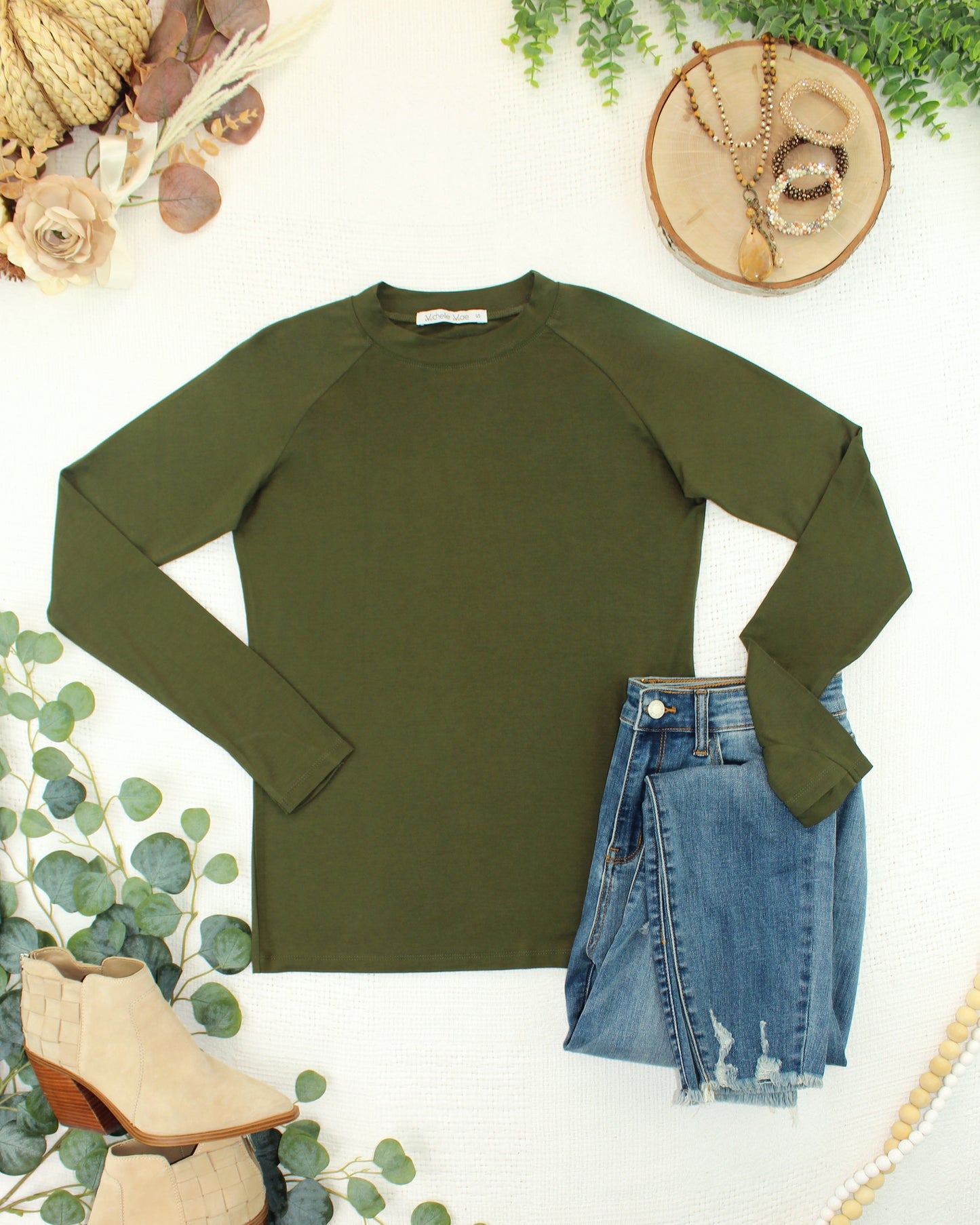 Blair Long Sleeve Top - Dark Olive