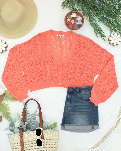Callie Cropped Cardigan - Melon