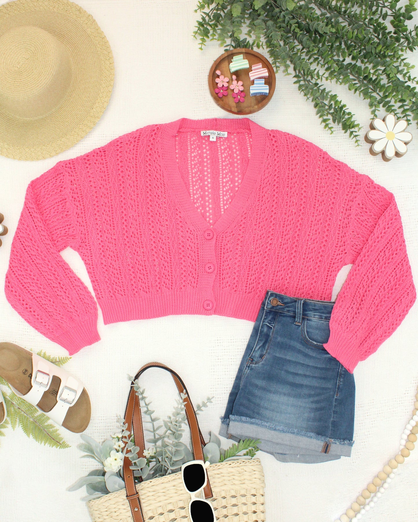 Callie Cropped Cardigan - Pink
