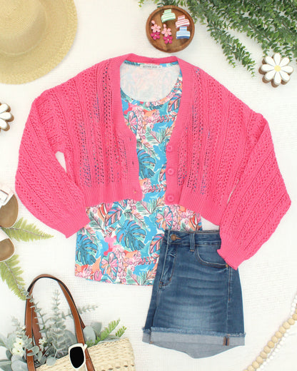Callie Cropped Cardigan - Pink