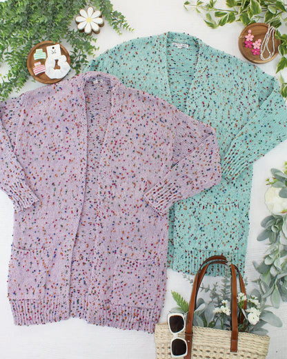 Carly Confetti Dot Cardigan - Lavender