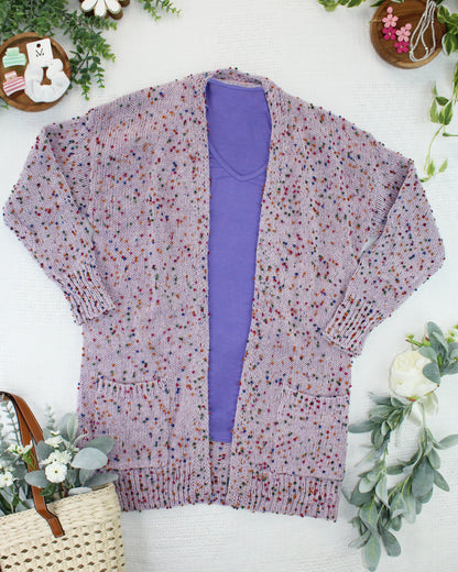 Carly Confetti Dot Cardigan - Lavender