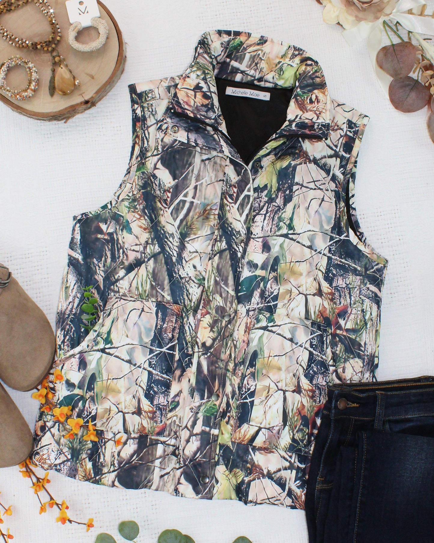 Remy Zip Up Vest - Dark Camo