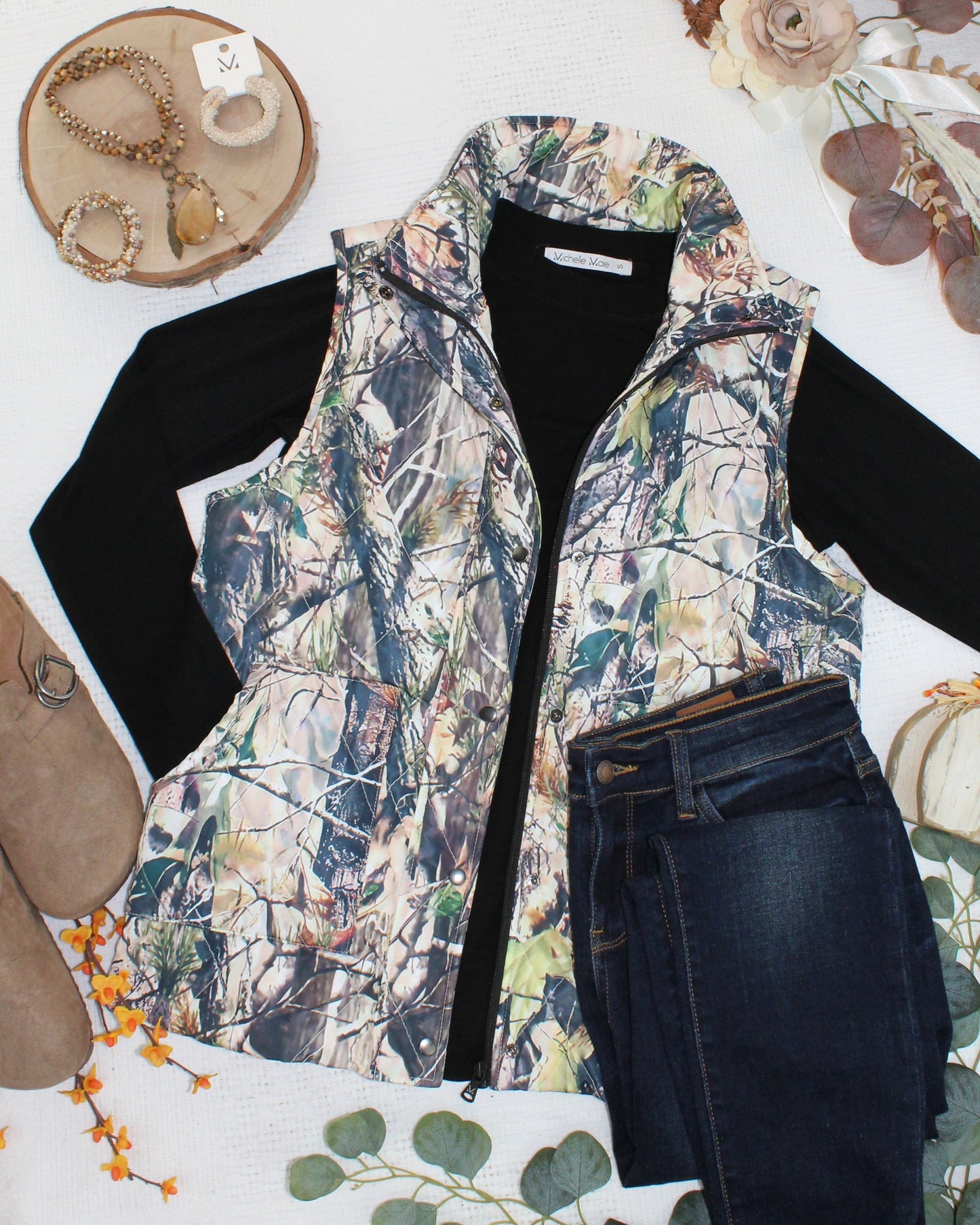 Remy Zip Up Vest - Dark Camo