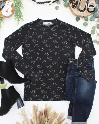 Blair Long Sleeve Top - Midnight Ghosts