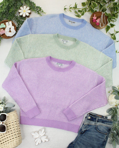 Josie Cozy Crew Sweater - Lavender