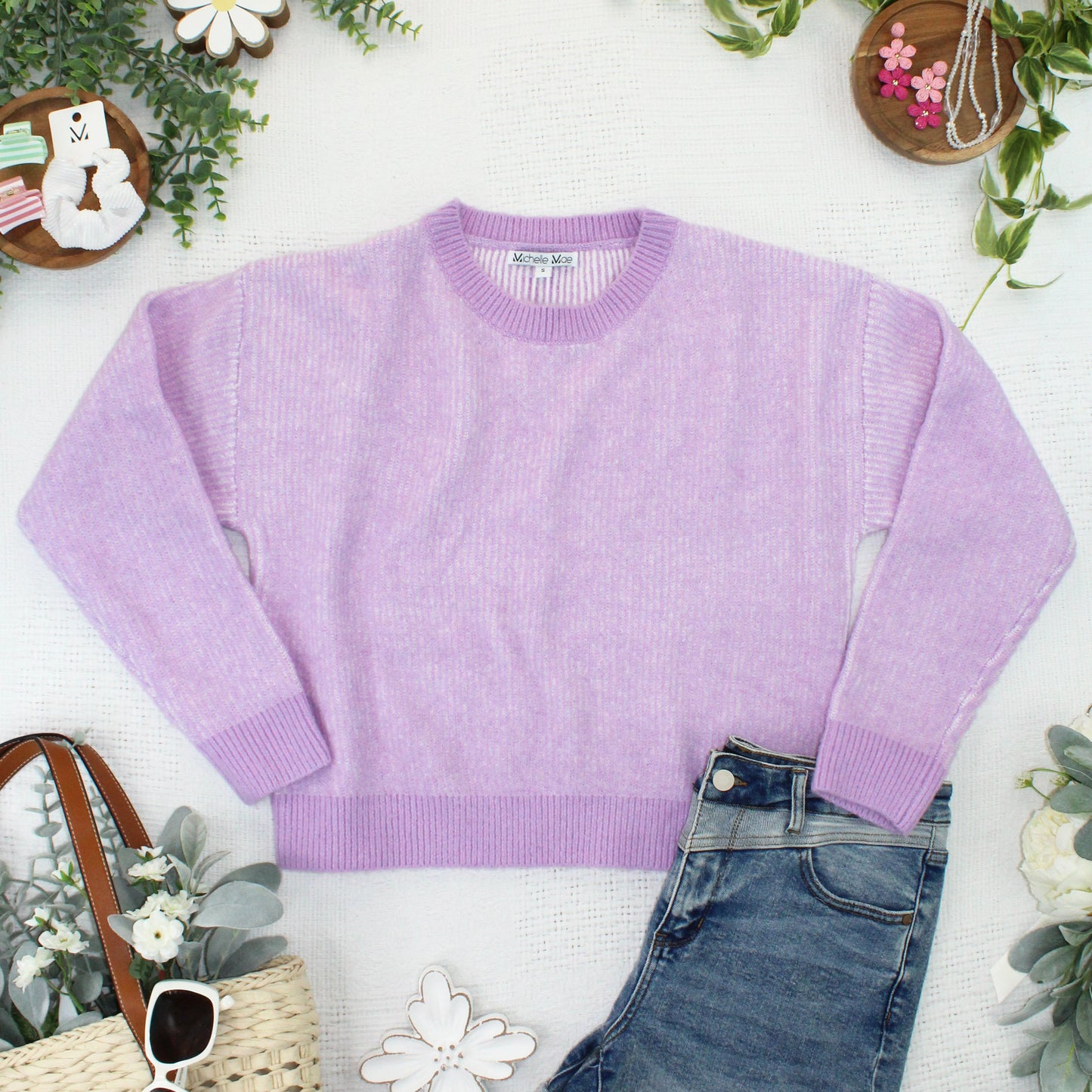 Josie Cozy Crew Sweater - Lavender