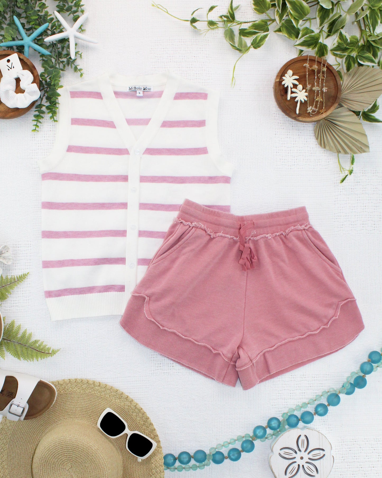 French Terry Stevie Shorts - Dusty Pink