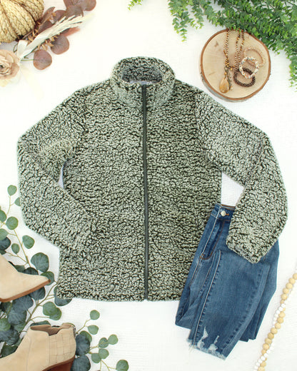 ITwo Tone Fullzip Sherpa - Olive and White