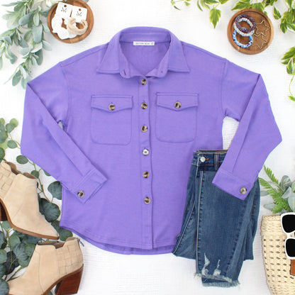 Brenna Button Down Top - Purple