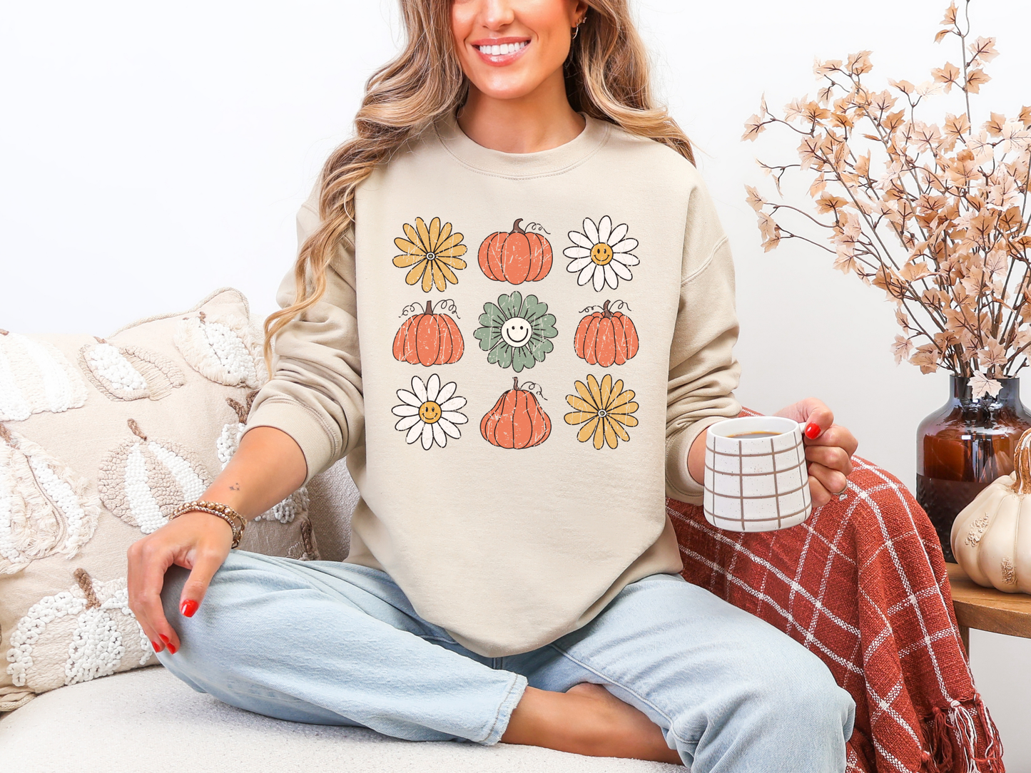 Pumpkin Flowers Retro Sweatshirt