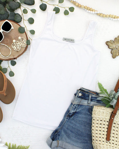 Rachel Ribbed Tank - White